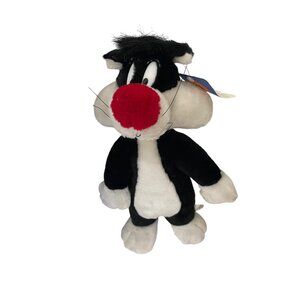 Sylvester The Cat Looney Tunes Plush Toy 13" Ace 1997 Black White Polyester‎